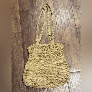 Elegant Tan Crochet Tote Bag